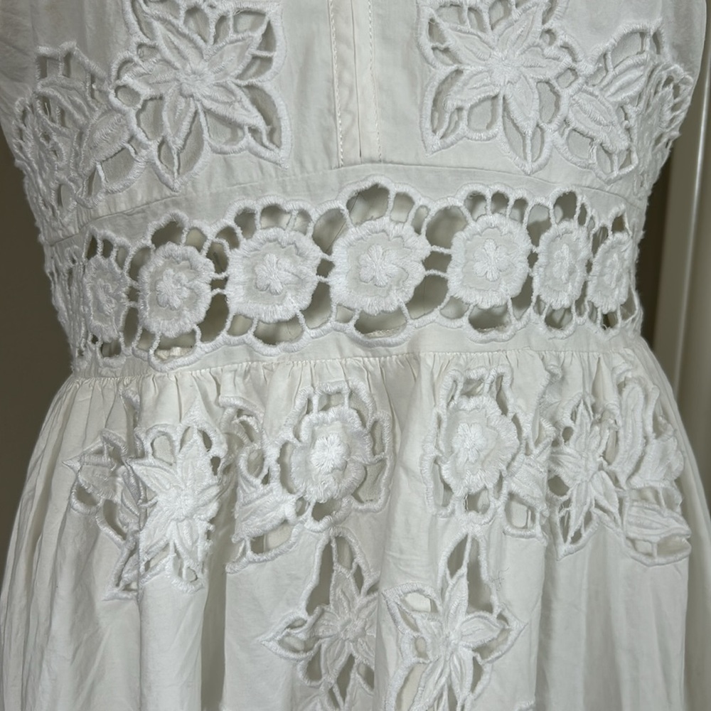 Anthropologie Vineet Bahl Sleeveless V Neck
Floral Cutwork Midi Dress White MNEW - Picture 6 of 16